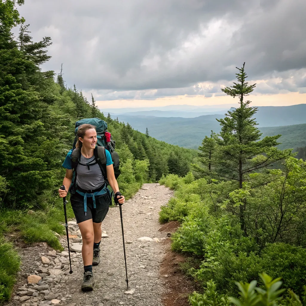 Emily on Appalachian Trail with KYRENTHAVOS gear